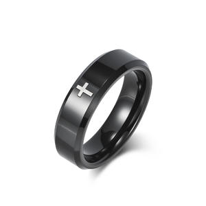 Men's Tungsten Steel <b>Rings</b> 6mm 8mm Cross Engraved Geometric Design For Couples Gift Jewelry - Product Image 5
