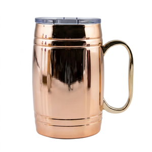 Insulated Copper Beer Stein <b>Mug</b> with Slider Lid Double Wall Travel Beverage Cup <b>Large</b> Handle Coffee Tea Drinkware - Product Image 1