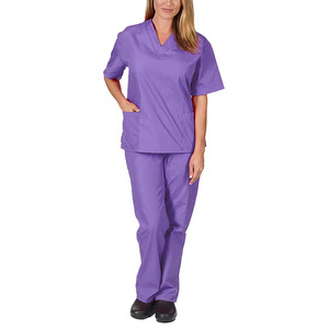 Women's Short Sleeve <b>Scrub</b> Set Moisture Wicking Knitted Split Uniform Hospital Work <b>Clothes</b> For Medical Use S-XXL - Product Image 5