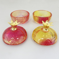 Boîte à bijoux en pot de cristal de verre en forme de grenade jaune rose MH-QT0494