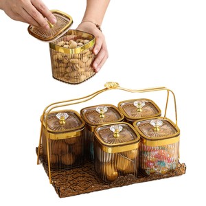 Factory custom wholesale kitchen and household grain storage containers, iron racks, fruit trays, gold-rimmed plastic airtight - Product Image 5