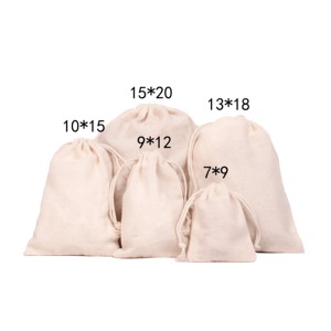 Sac en coton naturel 10x15cm, pochette en coton GOTS 100% avec cordon de serrage, sac de rangement en mousseline avec cordon de serrage - Product Image 4