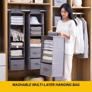 New Product Washable Storage Hanging Bag <b>Foldable</b> Wardrobe Suspensible Clothing Multis Layer Storage Bags Drawer <b>Box</b> - Product Image 4
