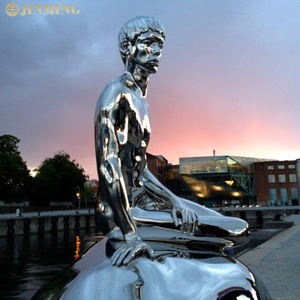Tác phẩm điêu khắc hình kim loại được đánh bóng gương ngoài trời, tượng Nàng Tiên Cá và đồ trang trí điêu khắc nàng tiên cá bằng thép không gỉ tùy chỉnh - Product Image 3