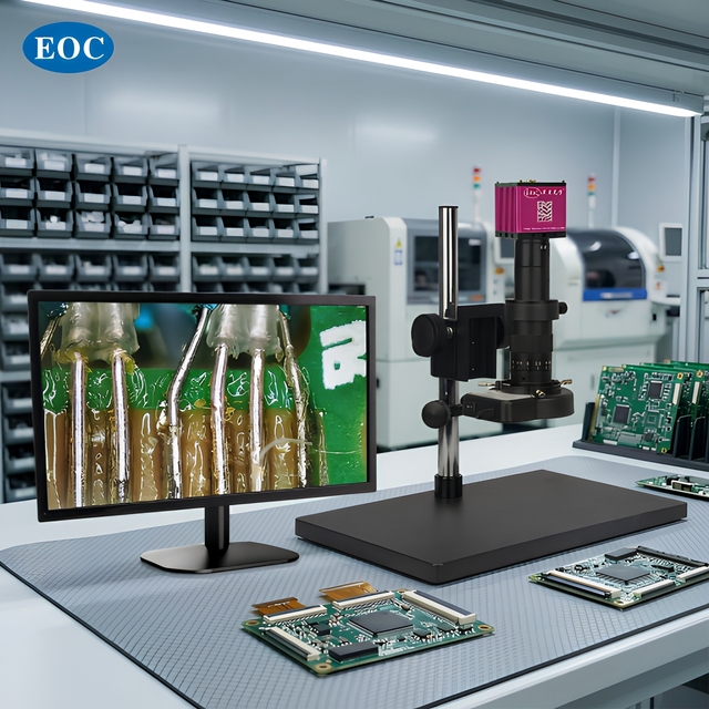 EOC 5MP Industrial LCD Digital Microscope 10-600X Measuring USB OEM ODM Wholesale Supplier for PCB Semiconductor Factory