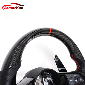 Volant personnalisé en fibre de carbone avec marqueur de course rouge pour <span class=keywords><strong>Audi</strong></span> C7 C8 B8 B9 R8 TT A1-A7 Q3-Q7 Série RS, pièces de tuning intérieur - Product Image 3