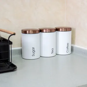 Amazing Quality Kitchen Coffee Sugar Tea Canisters Set for Home Storage Food Metal Customized Logo Stainless Steel Support 500