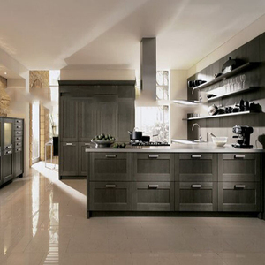 Armoire de cuisine moderne stratifié, en grain noir, nouveau meuble - Product Image 1