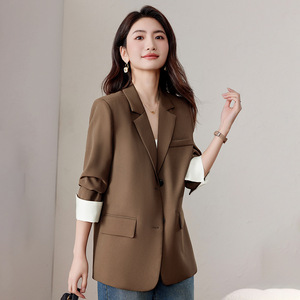 Women's Blazer Solid Color Polyester Breathable Loose Fit Spring Autumn Style - Product Image 2