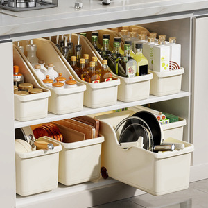 Contenedores de almacenamiento para gabinetes de cocina con ruedas, organizador rectangular multiusos para utensilios, tapas y artículos varios - Product Image 4