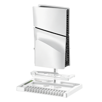 Support de refroidissement pour PS5 Slim Pro, avec chargeur double pour manettes PS5, support de rangement pour jeux et crochet pour casque, compatible avec la console PS5