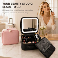Miroir de Maquillage de Voyage Magnifié à Intensité Réglable par Touche, 3 Modes d'Éclairage, avec Compartiments, pour Coiffeuse – Offre Spéciale