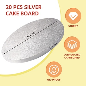 Multicolor 12-Inch Thick Corrugate Cake Drum Food Grade Paper Round Cake Board with Oval & <b>Square</b> Patterns Wholesale Cake <b>Tools</b> - Product Image 4