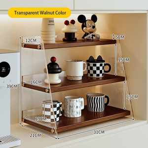 Soporte de Madera de 3 Niveles para <span class=keywords><strong>Tazas</strong></span>, Organizador de <span class=keywords><strong>Tazas</strong></span> de Madera para Encimera de Cocina, Decoración Floral para <span class=keywords><strong>Tazas</strong></span> de Café - Product Image 1