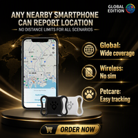 Traceur GPS pour animaux de compagnie, sans carte SIM, compatible Android et iOS, localisateur anti-perte, navigation en un clic pour chiens et chats