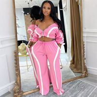 Ensemble de survêtement tendance pour femme, 2 pièces, couleur contrastée, veste à fermeture éclair à manches longues et pantalon de jogging, tenue de sport, tailles S-XXL