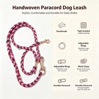 Correa de Perro de Lujo Tejida a Mano, Paracord de Color Personalizable, Doble Gancho Ajustable, para Perros Pequeños/Medianos/Grandes, Suave y Duradera