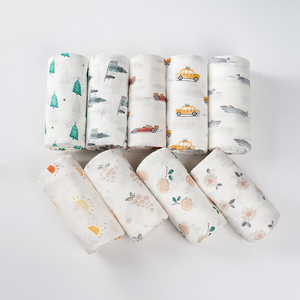 Conceptions d'impression personnalisées de fournisseur Couvertures enveloppantes douces et confortables Couverture d'emmaillotage en mousseline 100% coton biologique pour nouveau-né - Product Image 3