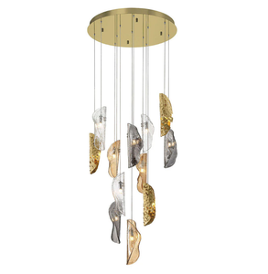 Lampadario Moderno <span class=keywords><strong>a</strong></span> <span class=keywords><strong>Sospensione</strong></span> in Vetro Ghiacciato Rotondo <span class=keywords><strong>LED</strong></span> Lungo <span class=keywords><strong>per</strong></span> Scale - Product Image 1