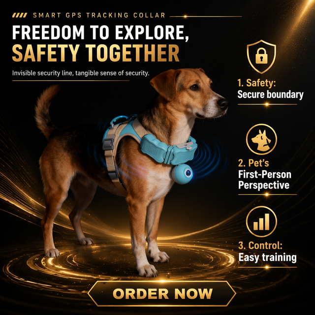 C08 Smart Pet Collar: High-Precision Tracker with Camera, App-Controlled Dog Trainer, Beacon and Geofencing to Prevent Loss