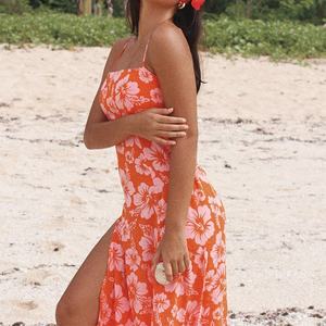 ชุดเดรสลำลองผ้าเรยอนวอยล์ลายดอกไม้คุณภาพสูงจากโรงงาน สายคู่รัดรูปผ่าข้าง รับผลิตตามแบบ OEM 100% ผ้าเรยอน - Product Image 4