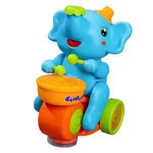 Cute Musician Elephant Toy With Music And Flashing Light Kids Electric Toys Play The Drum Animal Toys For Kids