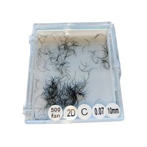 Private Label 2D-0.07 Volume Base longue Base pointue Ventilateurs larges Racine courte Préfannée OEM ODM Beauty Mix 15mm Extensions de cils - Product Image 1