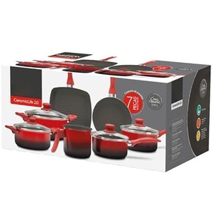 6 Piece with Glass Lids Wood Handles Oven Dishwasher Safe Modern Design for Gas <b>Induction</b> Stoves Ceramic Non-Stick <b>Cookware</b> <b>Set</b> - Product Image 5