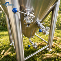 Cuve de Fermentation Conique Tonsen 500L en Acier Inoxydable SUS304, 60-70 Degrés, Double Zone, Enveloppe à Cavités pour Brasserie Commerciale