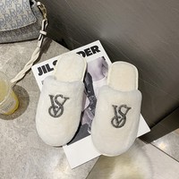 Chaussures d'hiver polyvalentes pour femmes, avec dessus en fausse fourrure de lapin incrusté de diamants, semelle extérieure en TPR, chaudes, à bout fermé, pour usage intérieur/extérieur