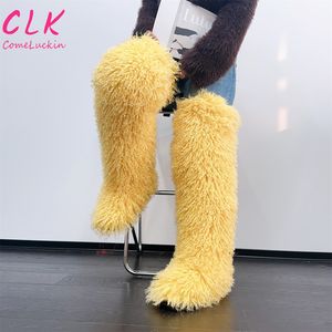 Kadın kış Faux kürk moğol uyluk yüksek çizmeler koyun derisi diz üzerinde çizmeler kar moğol kürk uzun çizmeler için 72 cm - Product Image 5
