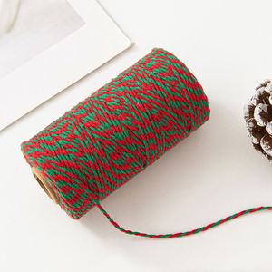 Best-seller - Cordon en coton bicolore festif de 2 mm pour emballages cadeaux et étiquettes - 100 m/rouleau - Product Image 3