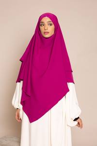 Einfarbig 2 geschichtet Malaysia Islamisches Ramadan Gebet Abaya Jilbab Muslimische Frauen Long Chiffon Hijab Khimar - Product Image 2