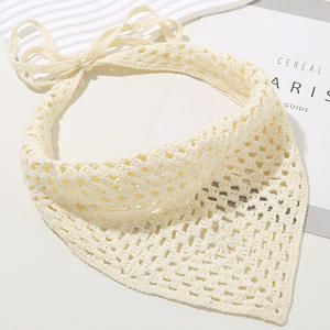 Q & Y été plage Boho nouveau solide à la main Crochet creux bandeau de <span class=keywords><strong>cheveux</strong></span> <span class=keywords><strong>cheveux</strong></span> courts mignon tricoté bandeau Triangle bandeau chapeaux - Product Image 6