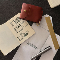 Dompet Set Kulit Sapi Retro Modis Vintage Custom Fashion dengan Kancing Lipat, Kantong Penyimpanan Tebal, Ukuran Unisex