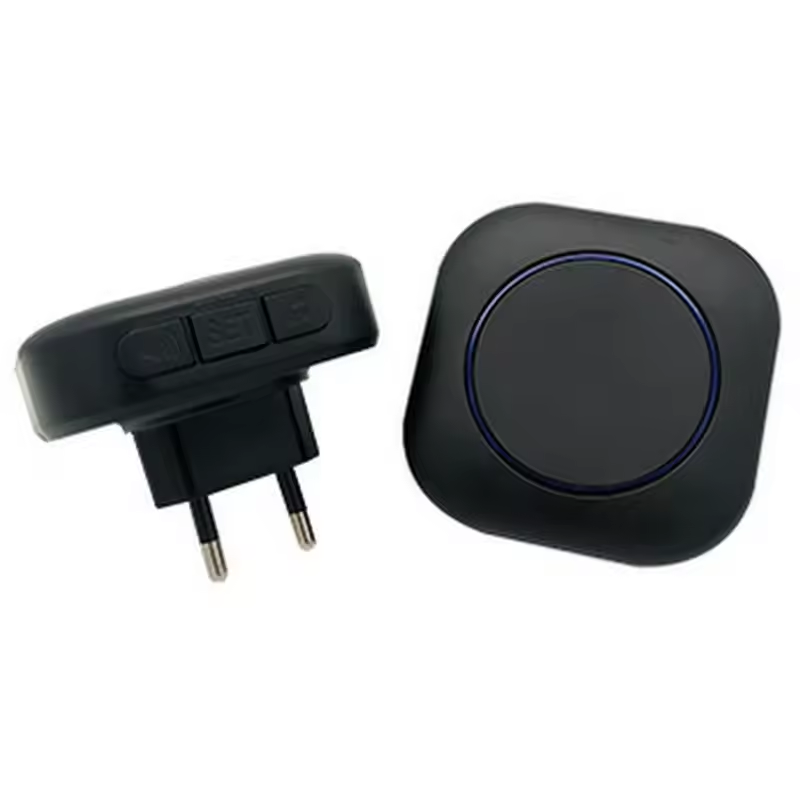Sonnette noire 1+1 avec prise européenne