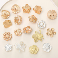 Nouvelles décorations en alliage de zinc électroplaqué, motif fleur et perle, pour coques de téléphone portable et accessoires de chaussures, avec trous de fixation