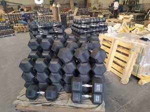 Haltères hexagonaux recouverts de caoutchouc PINJIAN, très vendus, pour la remise en forme, l'exercice à domicile, haltères en fonte solide - Product Image 2