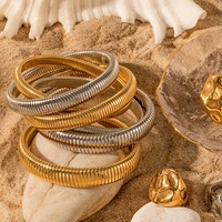 OEM sederhana baja nirkarat 0.8-2 MM disesuaikan emas perak wanita mode perhiasan gelang