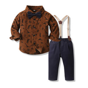 Ensemble de vêtements formels de Noël 2025 pour bébés garçons, <span class=keywords><strong>tenue</strong></span> pour tout-petits, chemise avec nœud papillon et pantalon à bretelles, vêtements d'automne - Product Image 2