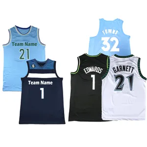 Khâu hoặc nóng Ép Bóng Rổ Jerseys minnesota 1 Anthony Edwards 21 Kevin garnett 32 karl-anthony thị trấn 25 derrick Rose