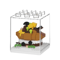 2026 Ensemble de mini-blocs de construction personnalisable pour jeu de table, modèle gâteau et dessert, en matériau ABS écologique, ornement éducatif à assembler
