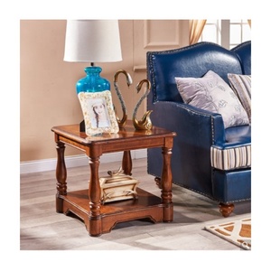 Modern <strong>End</strong> <strong>Storage</strong> <strong>Table</strong>/stool with Carved Column and Shelf Brown for Living Room - Product Image 2