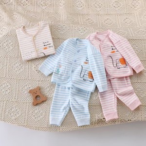 Anxiang Source Four Seasons bebé peinado algodón cuello ropa interior conjunto recién <span class=keywords><strong>nacido</strong></span> dos piezas patrón sólido tejido Comercio exterior volumen - Product Image 3