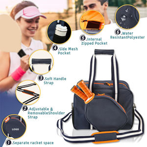 Sac à bandoulière personnalisé pour pickleball avec crochet pour clôture, porte-bouteille d'eau, compartiment à chaussures, sac à dos neutre pour raquette de sport, sac à pagaie - Product Image 3