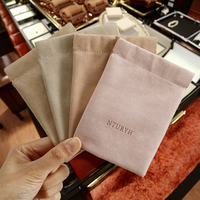 Pochette à bijoux en microfibre personnalisée avec logo, recyclable, en velours de luxe, avec rabat, pour petits colliers, boucles d'oreilles, bagues - Or