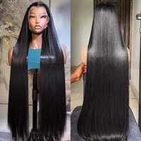 Perruque en cheveux humains vierges 100% naturels, bruts vietnamiens, avec dentelle HD frontale, longue et droite, taille de dentelle 4x4, 38 pouces, sans colle