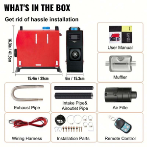 เครื่องทำความร้อนดีเซล VEVOR 8 กิโลวัตต์ DC12-24V เครื่องทำความร้อนดีเซลแบบเร็วพร้อมรีโมทคอนโทรลและสวิตช์จอ LCD สีน้ำเงิน เสียงเบา - Product Image 6