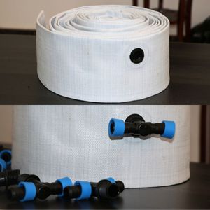 Système d'irrigation goutte à goutte avec tuyau plat pré-installé blanc, 100 m/rouleau, tuyau souple PE PP plat, utilisation en <span class=keywords><strong>serre</strong></span>, découpe - Product Image 2