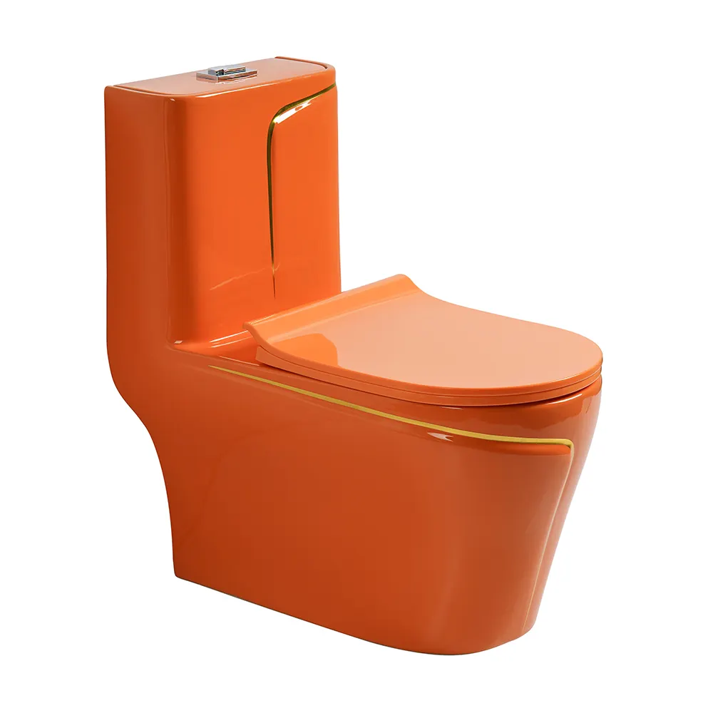 Oyn vệ sinh một mảnh nhà vệ sinh màu đen với sơn vàng nhà vệ sinh bát vẽ tay hoặc khách sạn nhà phòng tắm WC rửa xuống nhà vệ sinh